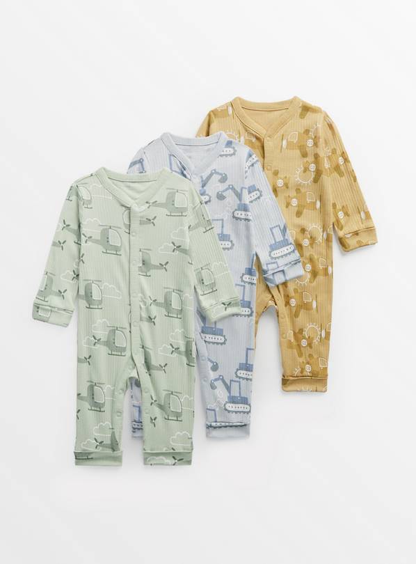 Transport Print Footless Sleepsuit 3 Pack Up to 1 mth